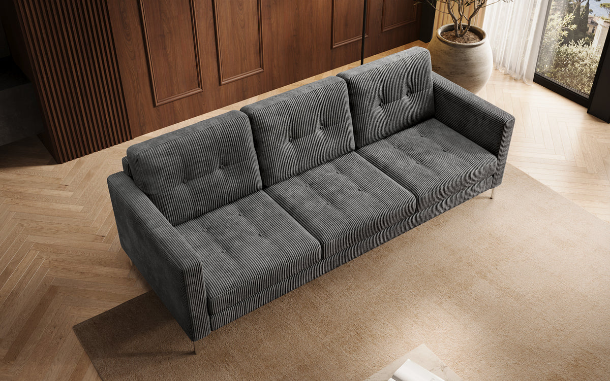 Canapé design 3 places Harvey avec fonction couchage et rabattable en Côtelé