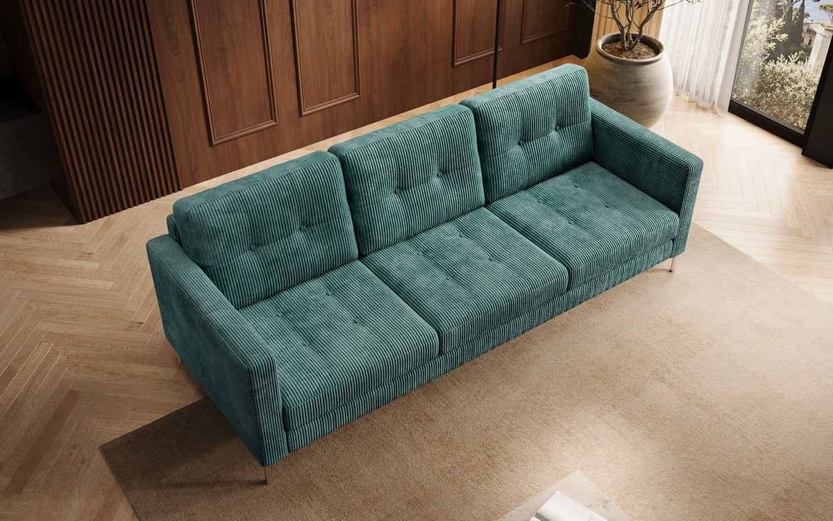 Canapé design 3 places Harvey avec fonction couchage et rabattable en Côtelé