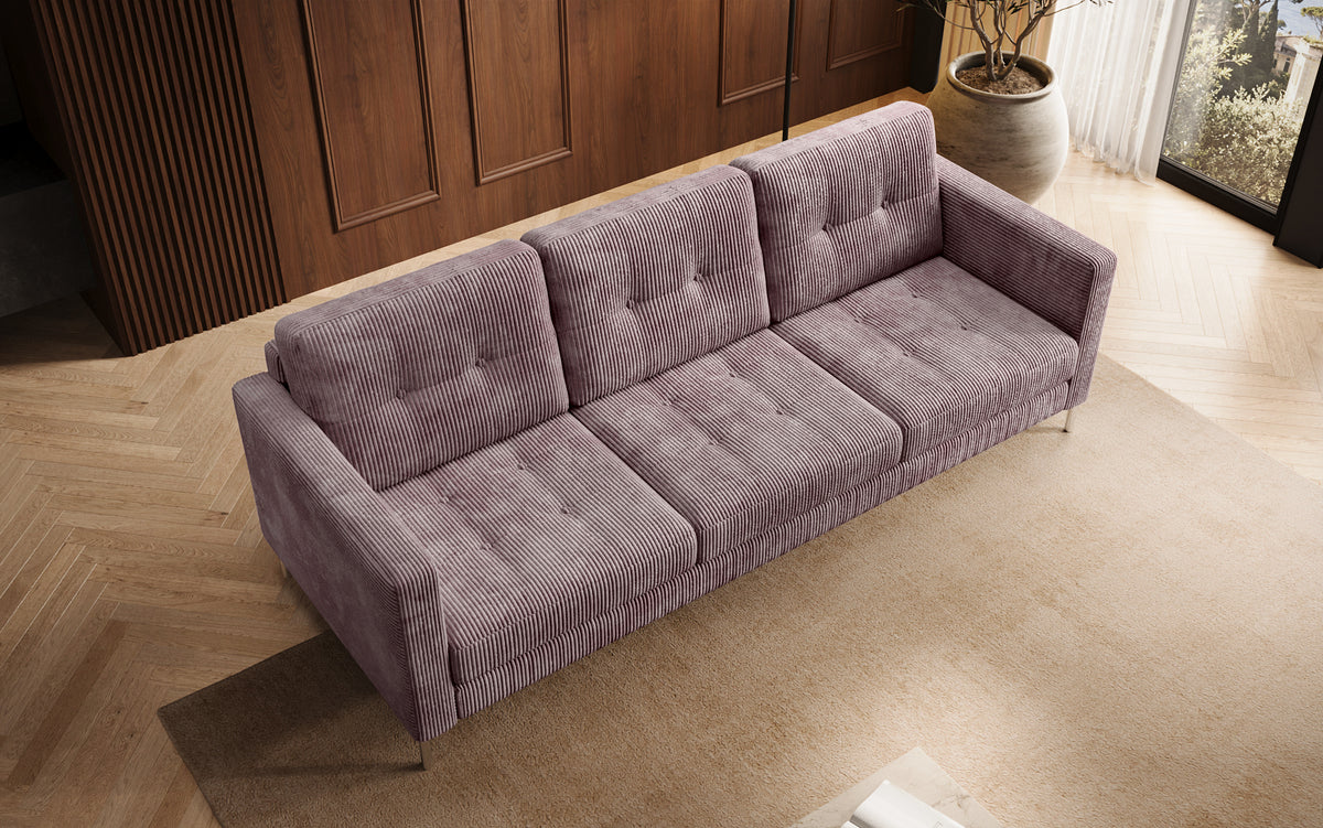Canapé design 3 places Harvey avec fonction couchage et rabattable en Côtelé