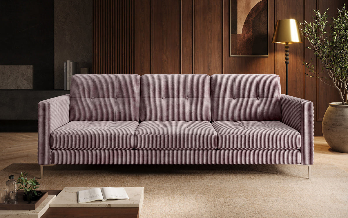 Canapé design 3 places Harvey avec fonction couchage et rabattable en Côtelé