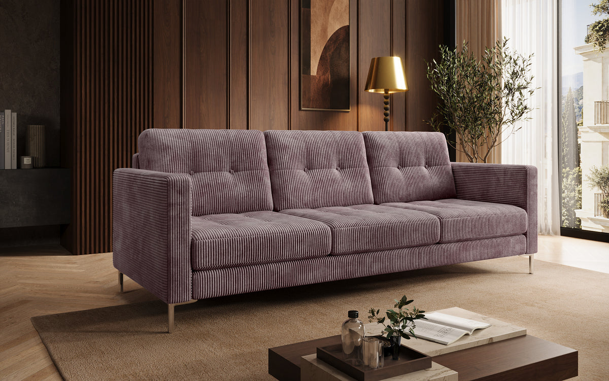 Canapé design 3 places Harvey avec fonction couchage et rabattable en Côtelé