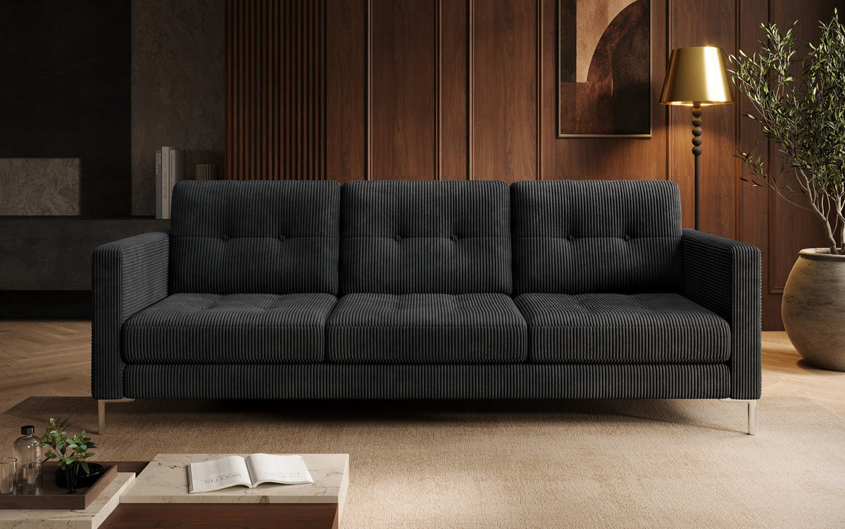 Canapé design 3 places Harvey avec fonction couchage et rabattable en Côtelé
