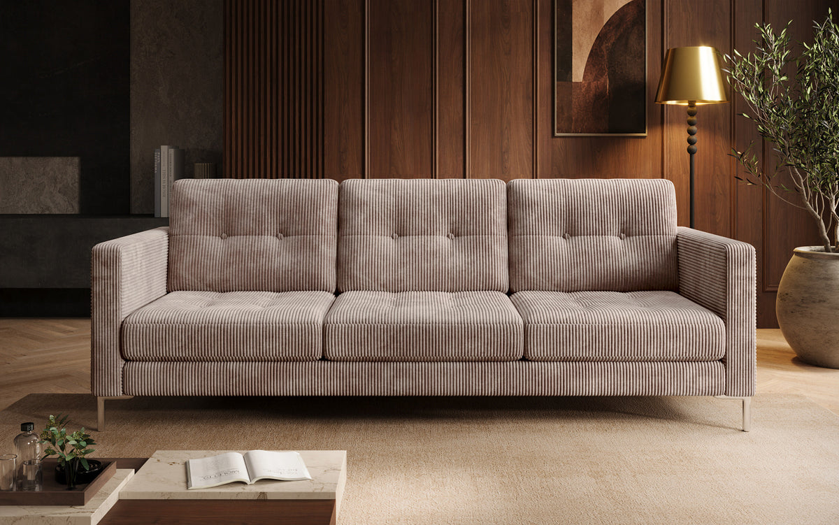Canapé design 3 places Harvey avec fonction couchage et rabattable en Côtelé