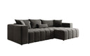 Canapé d'angle design Momo avec fonction couchage et rabattable en tissu structuré
