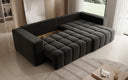 Canapé d'angle design Momo avec fonction couchage et rabattable en tissu structuré