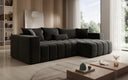 Canapé d'angle design Momo avec fonction couchage et rabattable en tissu structuré