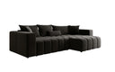 Canapé d'angle design Momo avec fonction couchage et rabattable en tissu structuré