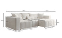 Canapé d'angle design Momo avec fonction couchage et rabattable en tissu structuré