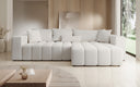 Canapé d'angle design Momo avec fonction couchage et rabattable en tissu structuré