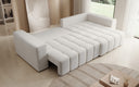 Canapé d'angle design Momo avec fonction couchage et rabattable en tissu structuré
