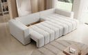 Canapé d'angle design Momo avec fonction couchage et rabattable en tissu structuré