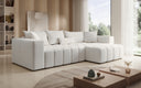 Canapé d'angle design Momo avec fonction couchage et rabattable en tissu structuré