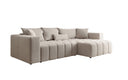 Canapé d'angle design Momo avec fonction couchage et rabattable en tissu structuré