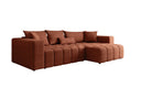 Canapé d'angle design Momo avec fonction couchage et rabattable en tissu structuré
