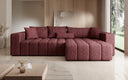 Canapé d'angle design Momo avec fonction couchage et rabattable en tissu structuré