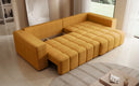 Canapé d'angle design Momo avec fonction couchage et rabattable en tissu structuré
