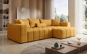Canapé d'angle design Momo avec fonction couchage et rabattable en tissu structuré