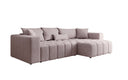 Canapé d'angle design Momo avec fonction couchage et rabattable en tissu structuré