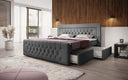 Boxspringbett Diva Bouclé mit USB, LED und 2 Schubalden