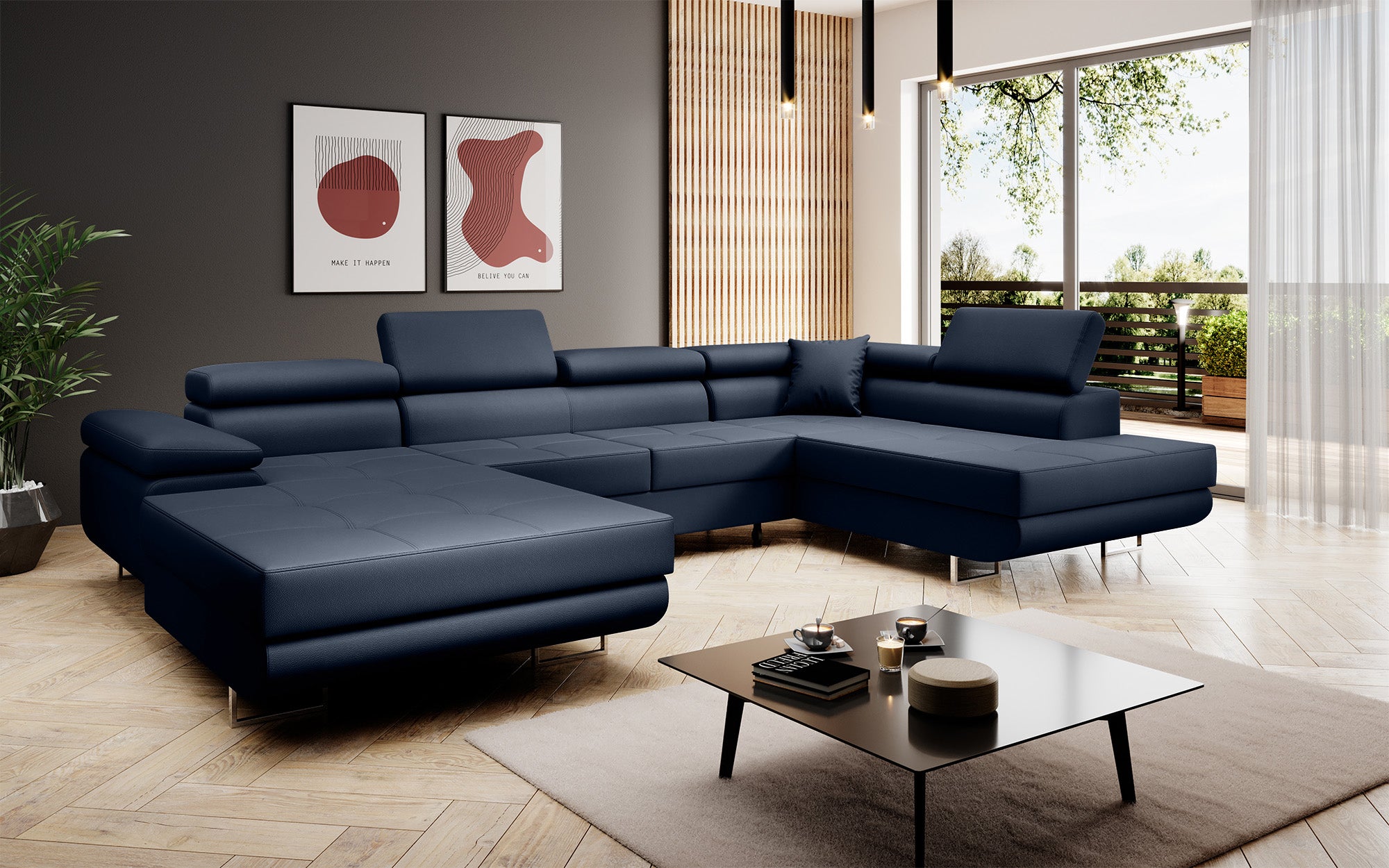 Designbank Lago met slaap- en klapfunctie in kunstleer