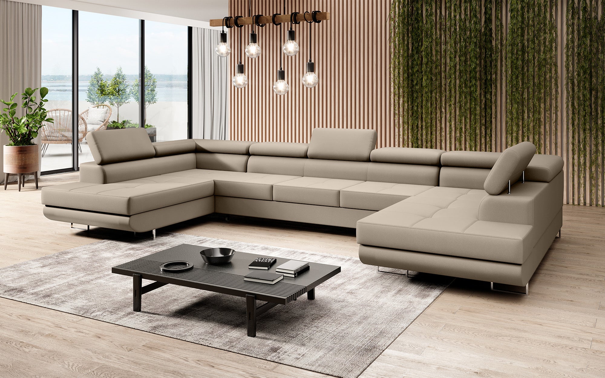 Designbank Taormina met slaap- en klapfunctie in kunstleer