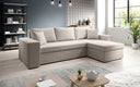 Designer Ecksofa Denver Bouclé mit Schlaf- und Klappfunktion
