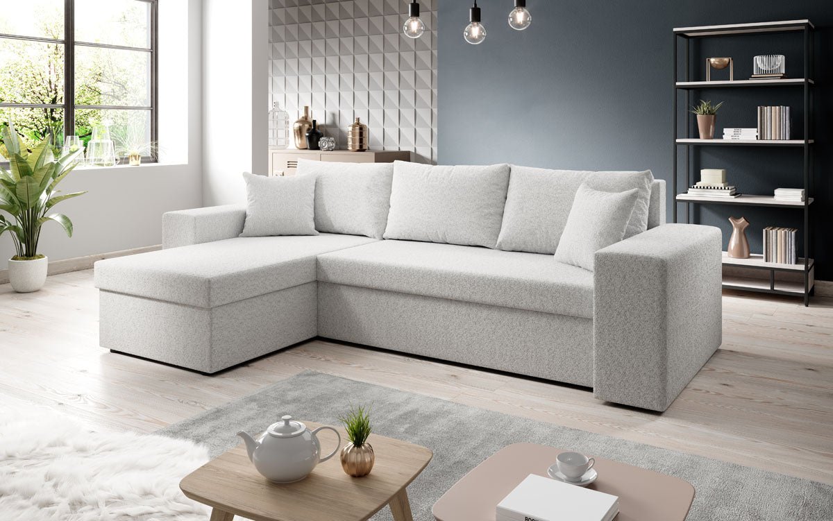 Canapé designer Denver Bouclé avec fonction couchage et rabattable