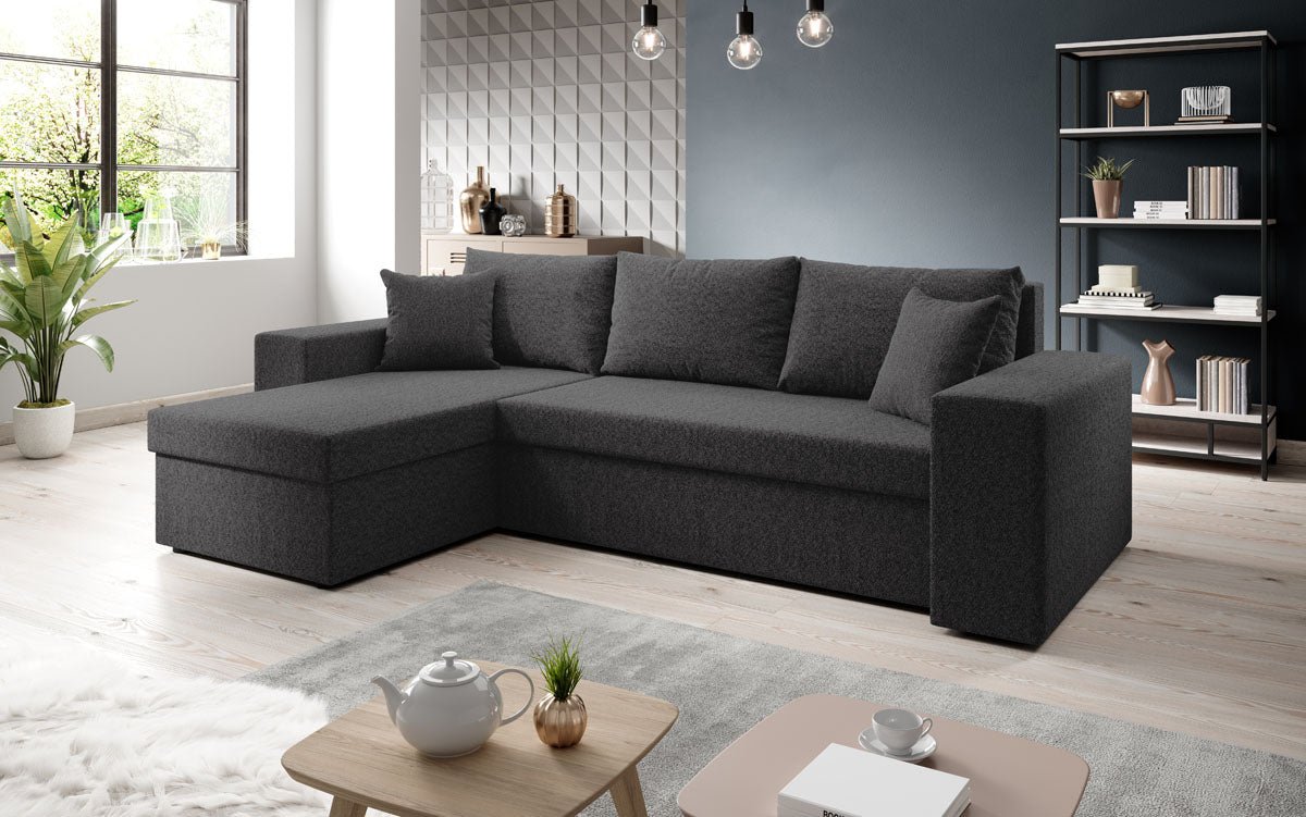 Canapé designer Denver Bouclé avec fonction couchage et rabattable