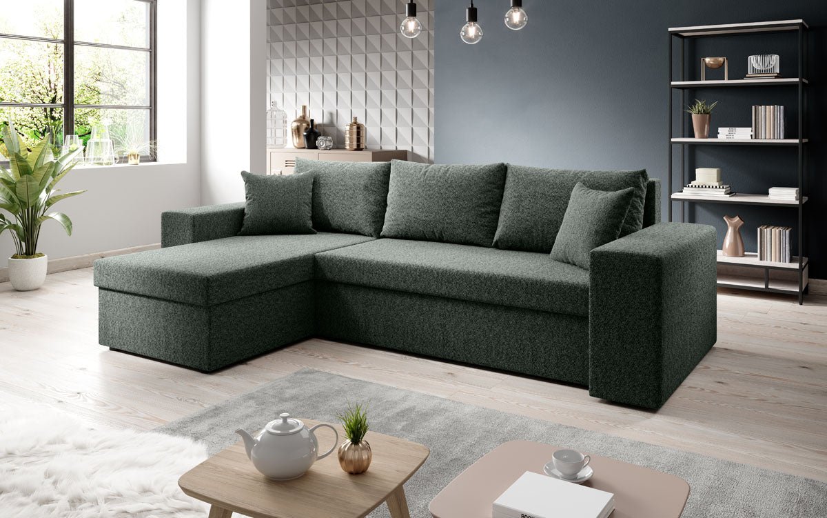 Canapé designer Denver Bouclé avec fonction couchage et rabattable