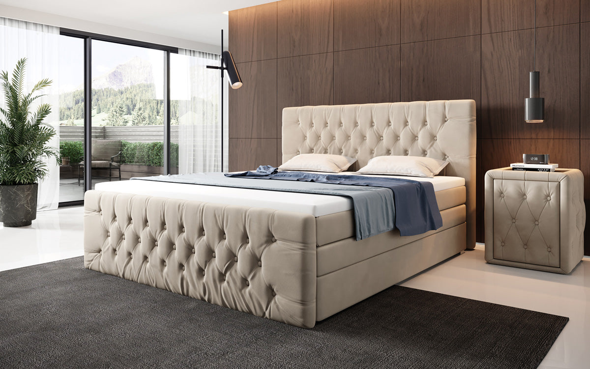 Boxspringbed Velutto met opbergruimte - Chesterfield-look
