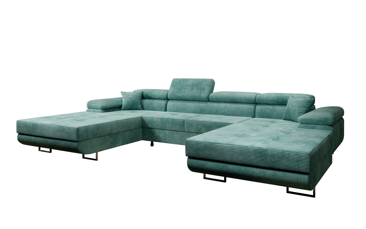 Canapé designer Calvera U avec fonction couchage et rabattable en Côtelé
