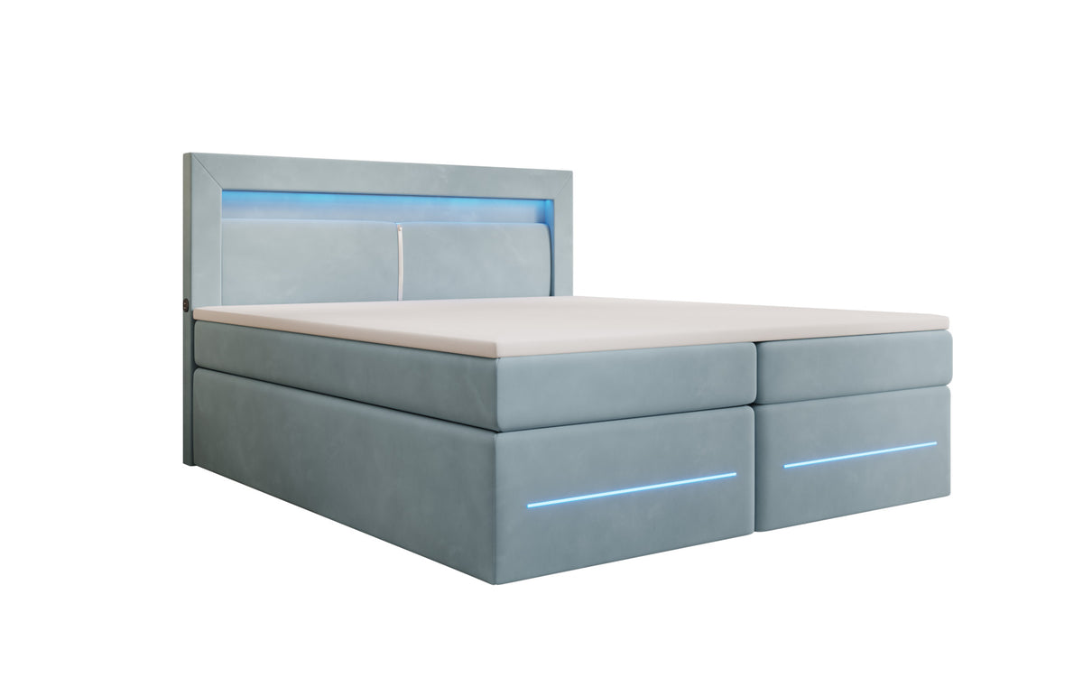 Boxspringbed Minera met LED, USB en opbergruimte