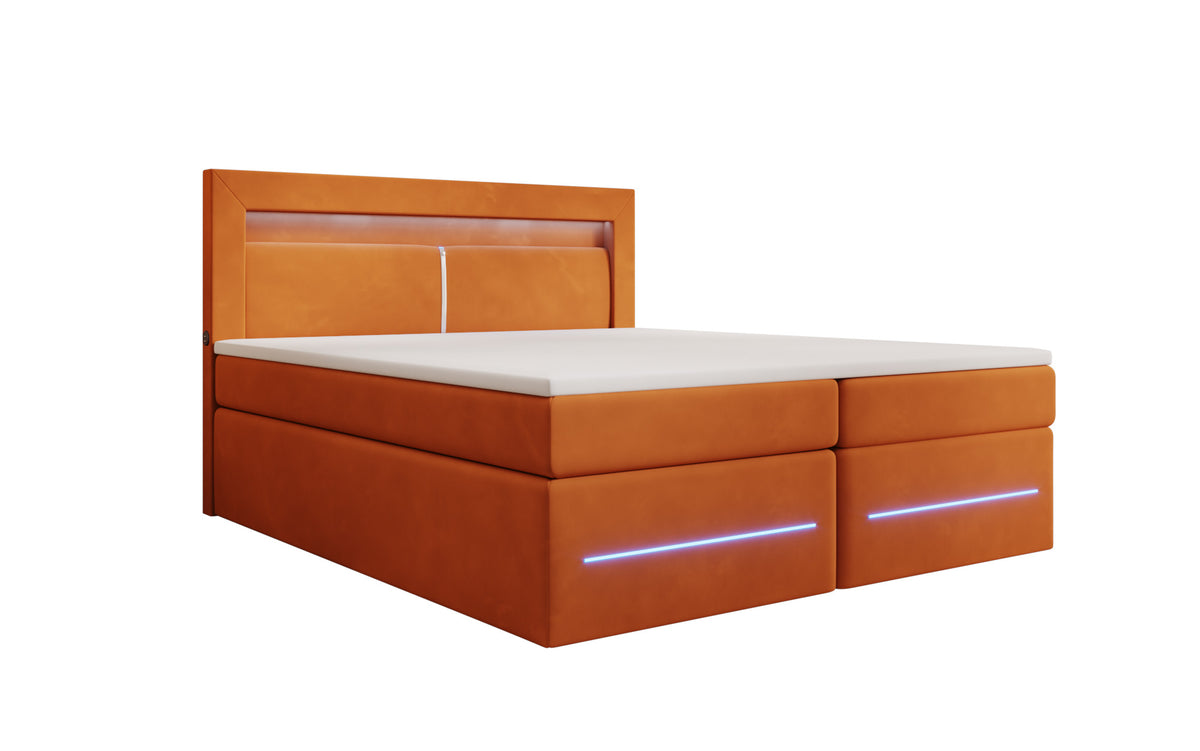 Boxspringbed Minera met LED, USB en opbergruimte