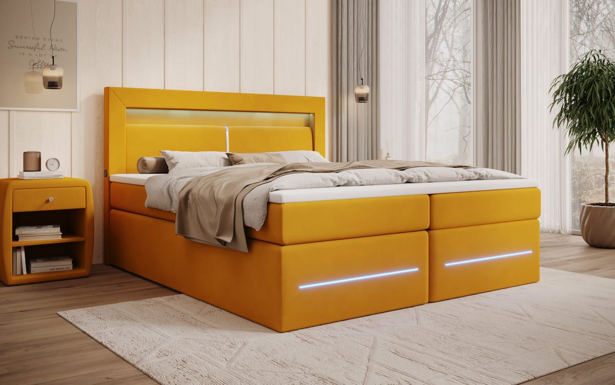 Boxspringbed Minera met LED, USB en opbergruimte