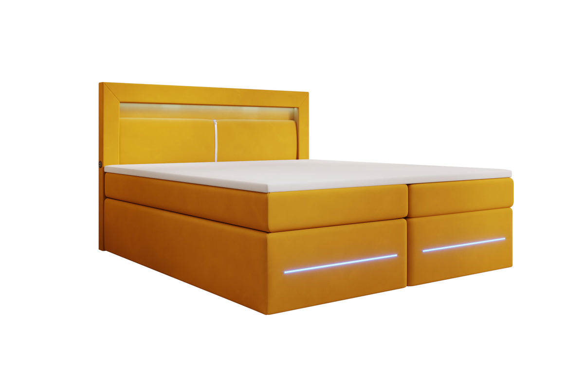 Boxspringbed Minera met LED, USB en opbergruimte