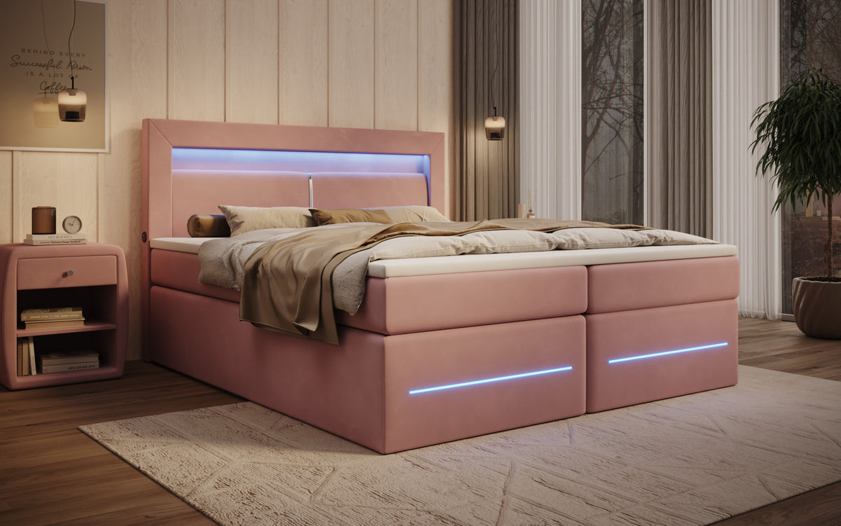 Boxspringbed Minera met LED, USB en opbergruimte