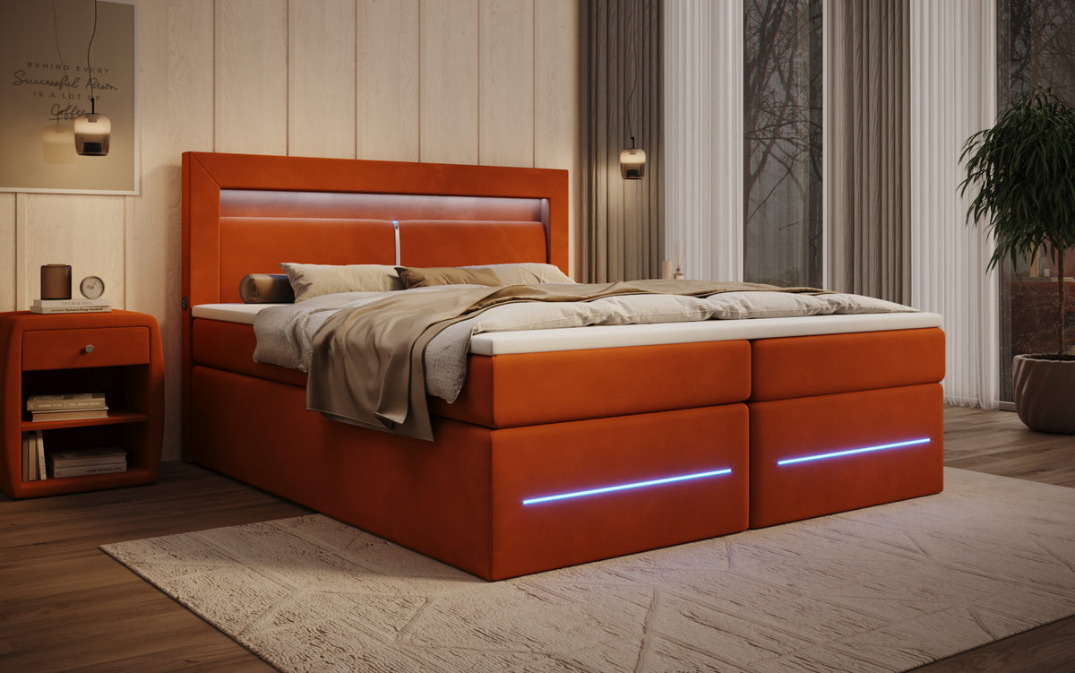 Boxspringbed Minera met LED, USB en opbergruimte
