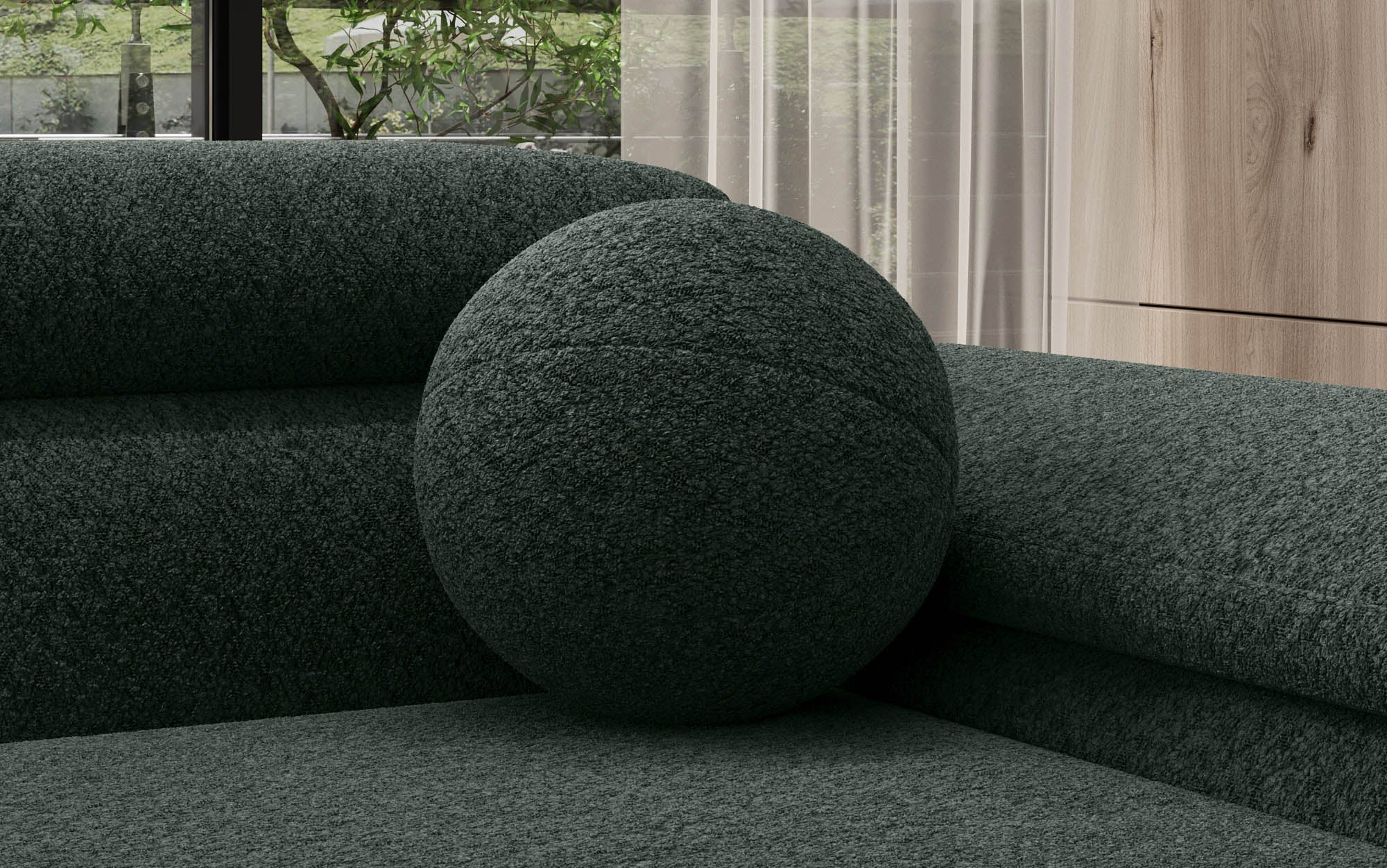 Rond sierkussen Globe ⌀28 cm van bouclé