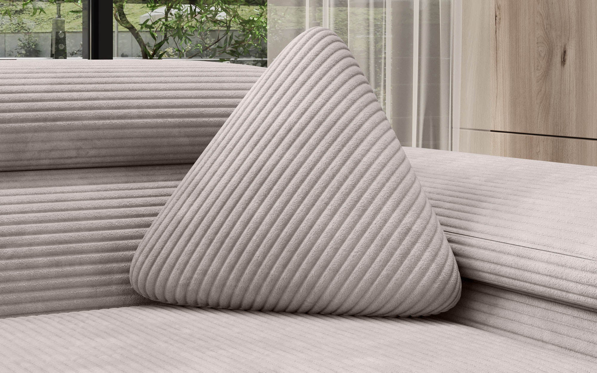 Coussin décoratif triangulaire Nook en Côtelé