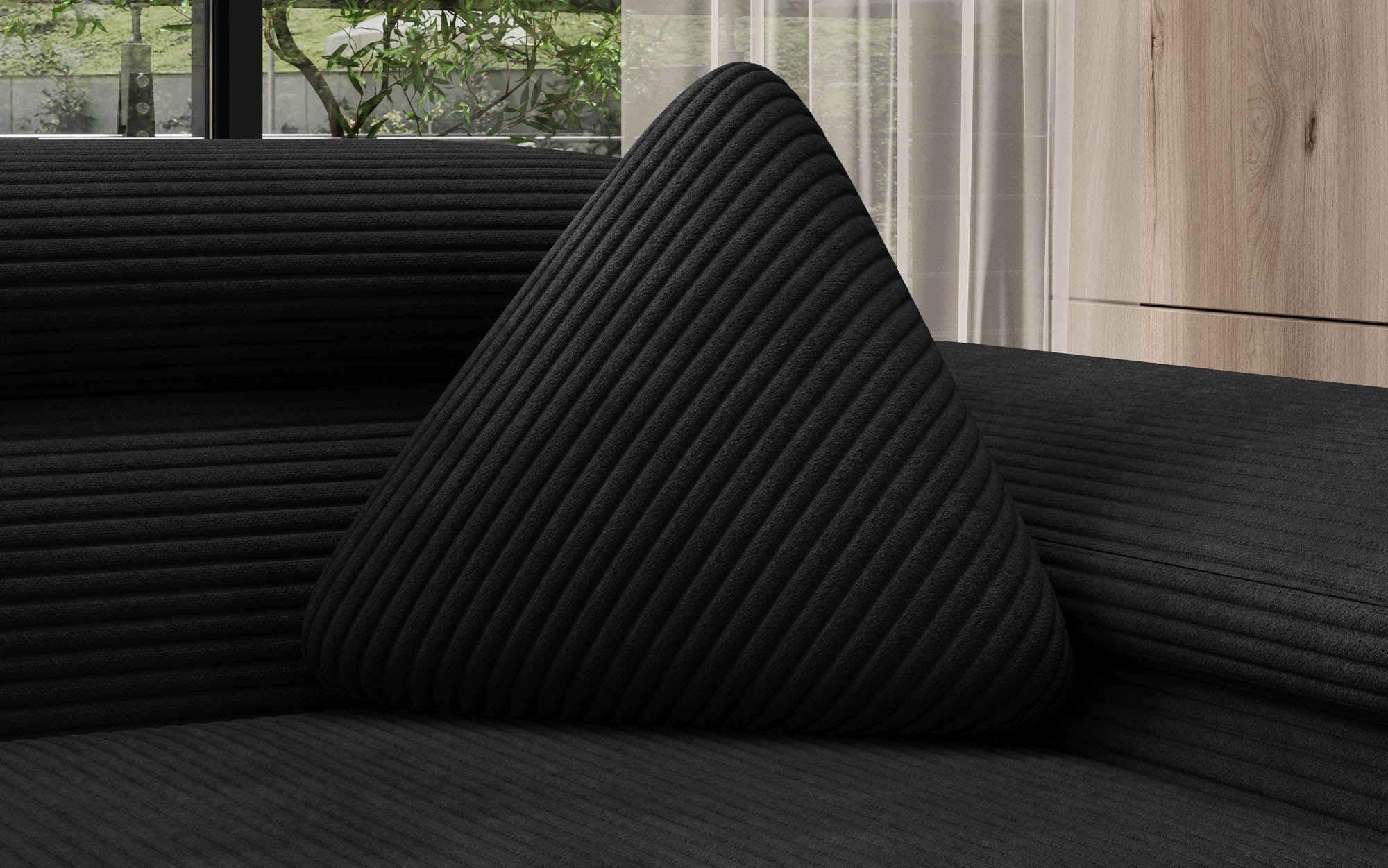 Coussin décoratif triangulaire Nook en Côtelé