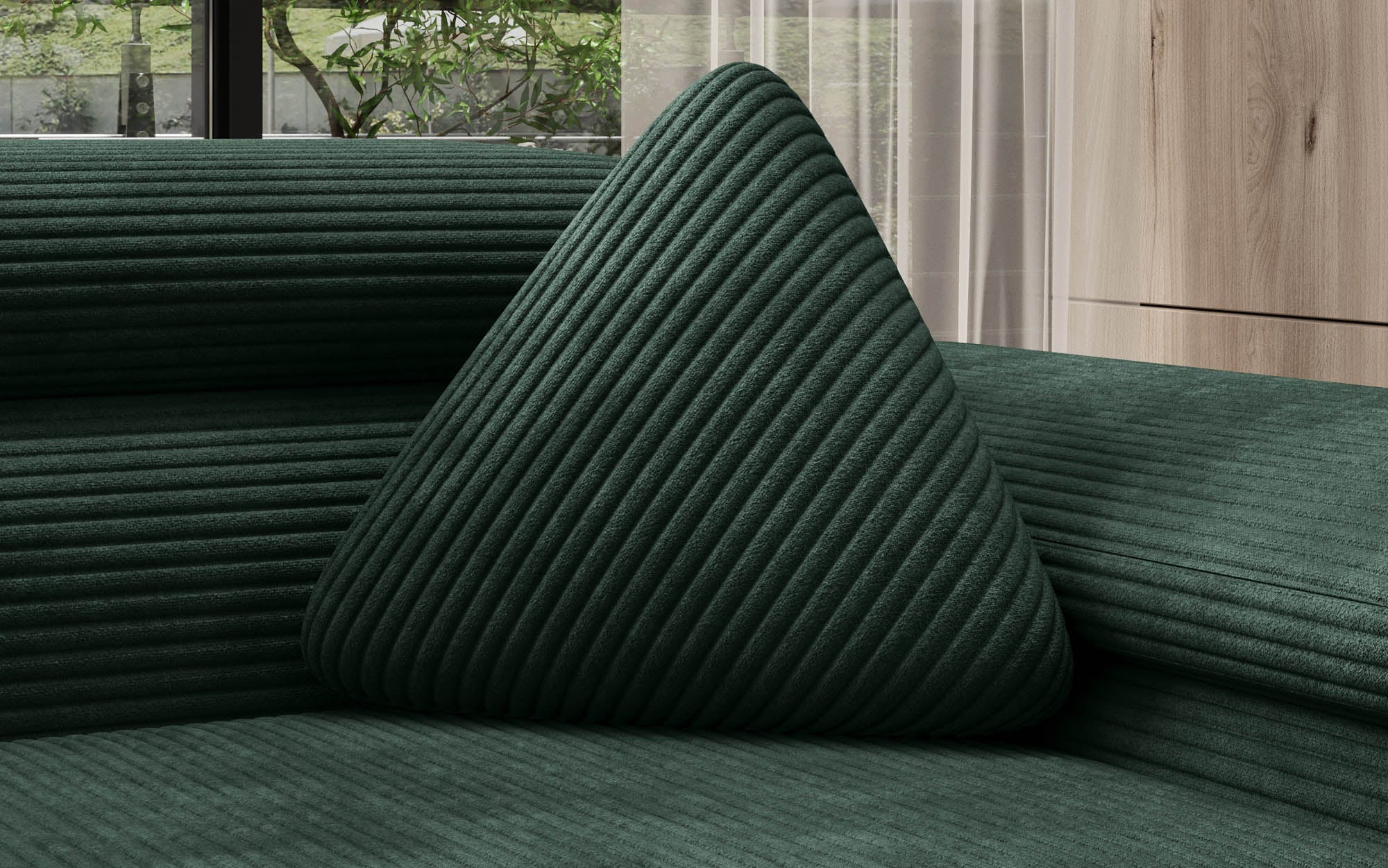 Coussin décoratif triangulaire Nook en Côtelé