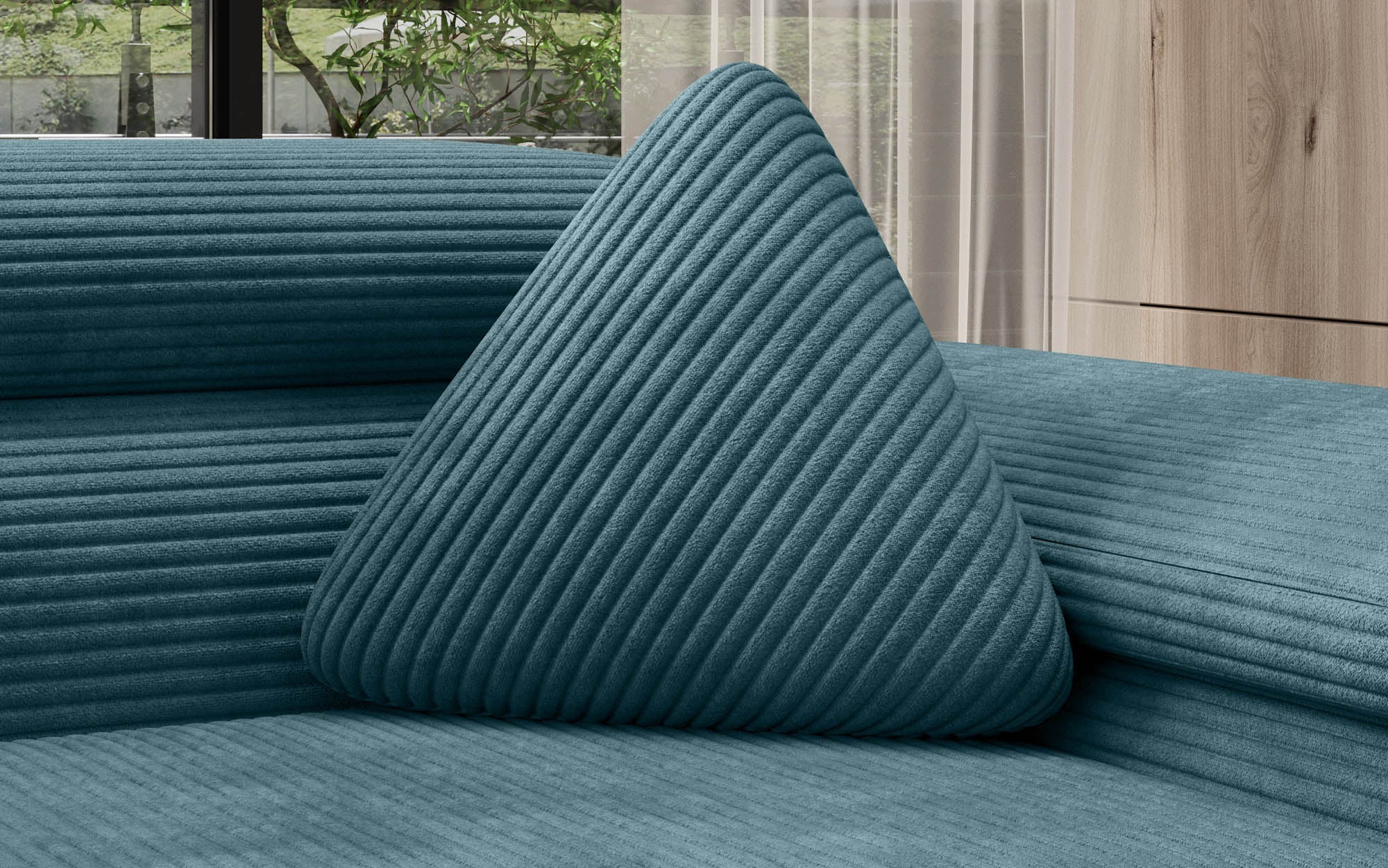 Coussin décoratif triangulaire Nook en Côtelé