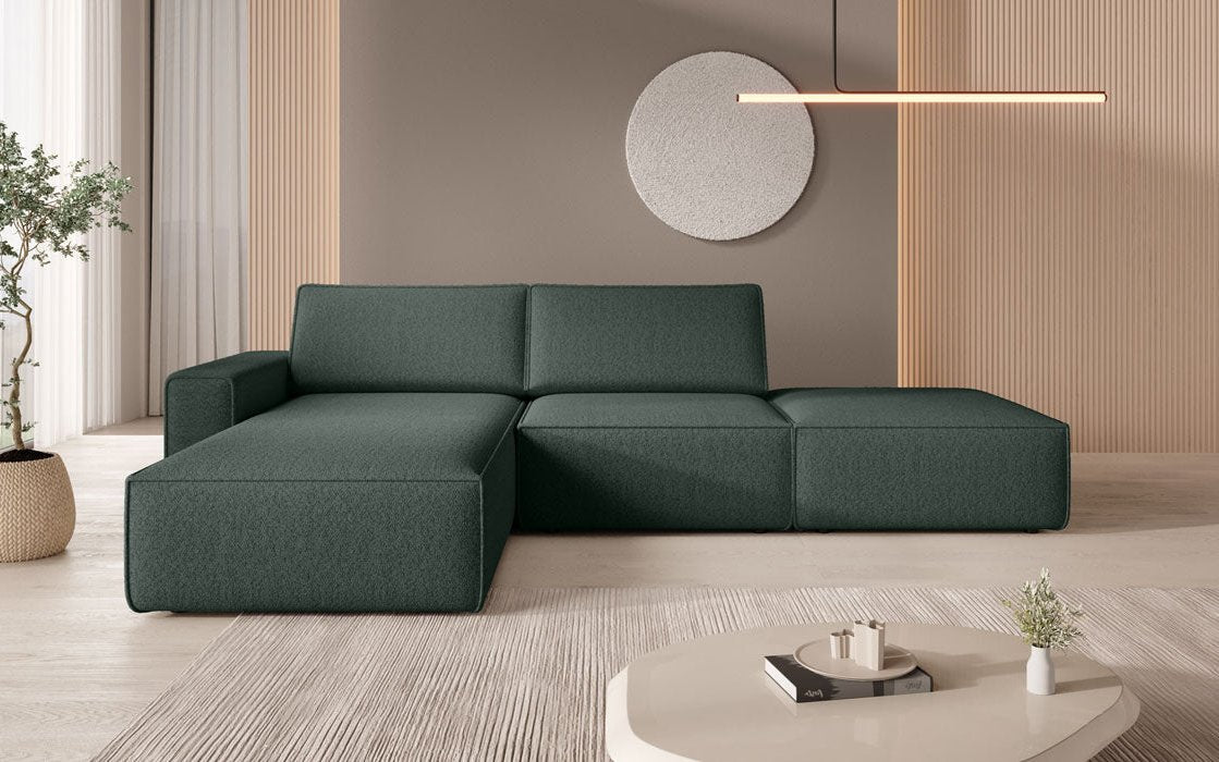 Canapé d'angle modulaire Yuma avec pouf en Bouclé