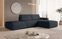 Modulaire hoekbank Yuma met bijzetpoef van bouclé