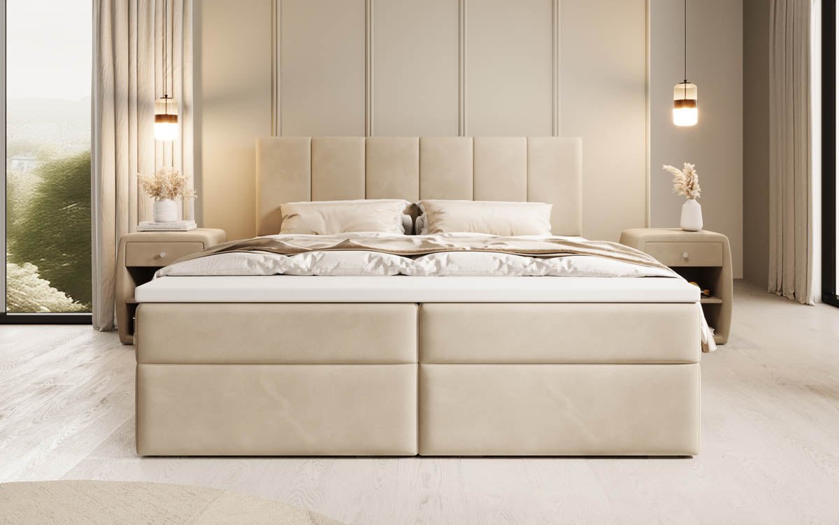 Lit boxspring Aurelia Velours avec espace de rangement