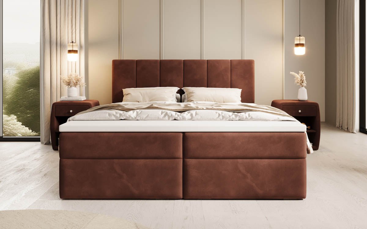 Lit boxspring Aurelia Velours avec espace de rangement
