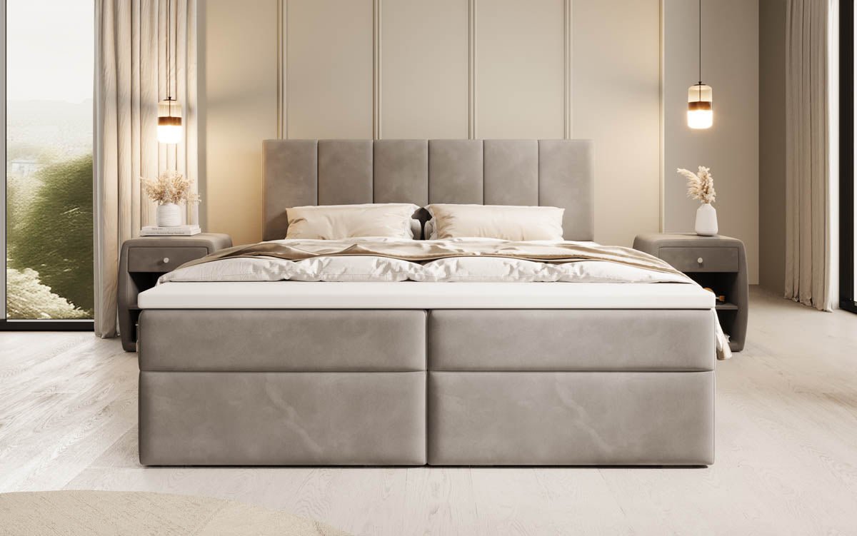 Lit boxspring Aurelia Velours avec espace de rangement