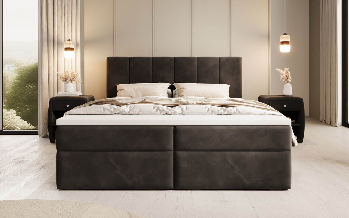 Lit boxspring Aurelia Velours avec espace de rangement