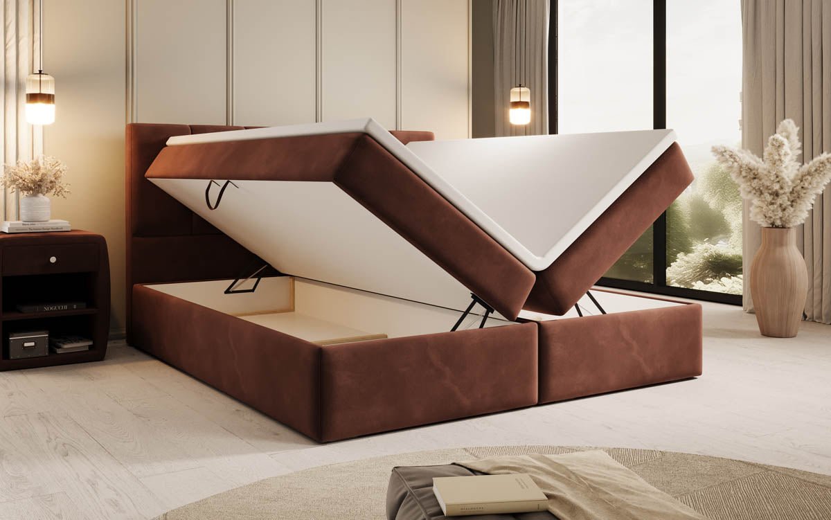 Lit boxspring Aurelia Velours avec espace de rangement