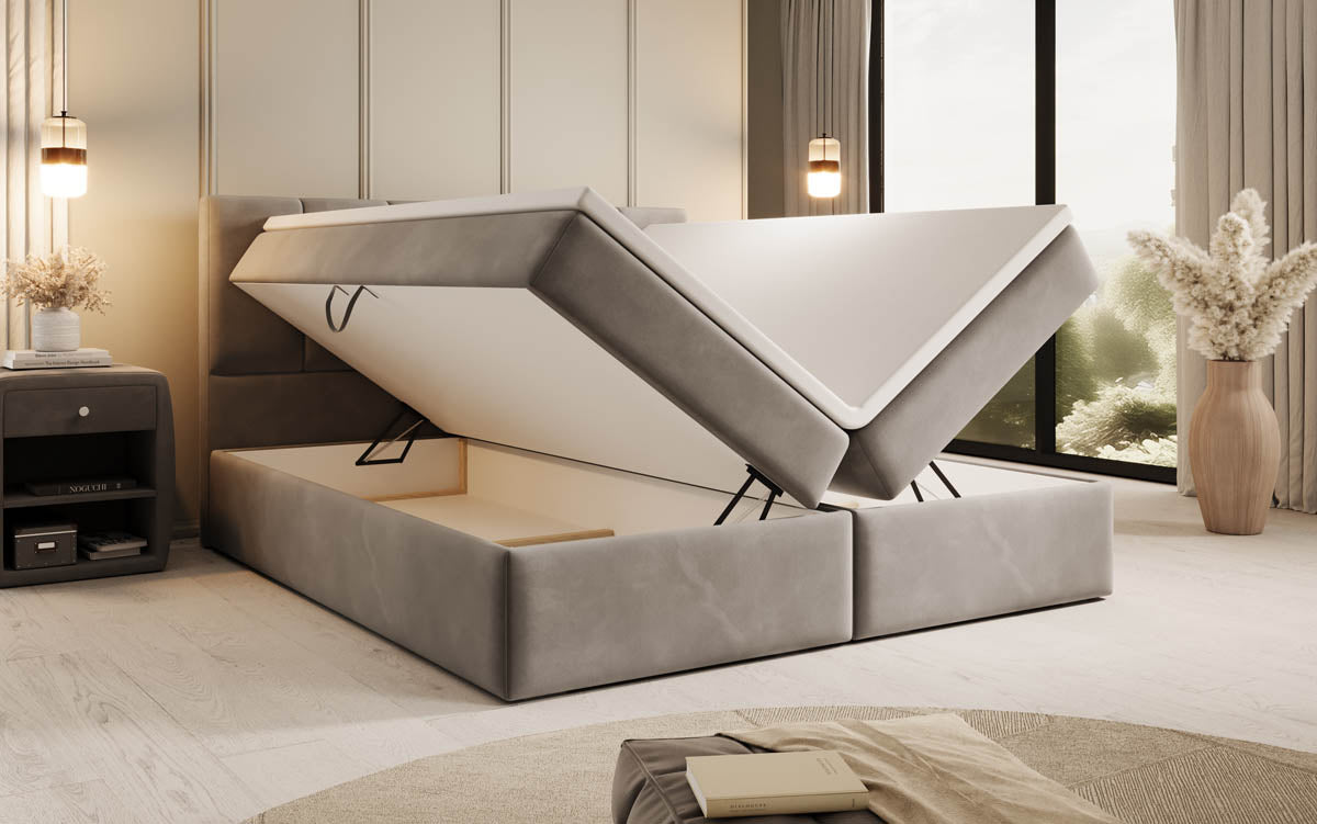 Lit boxspring Aurelia Velours avec espace de rangement